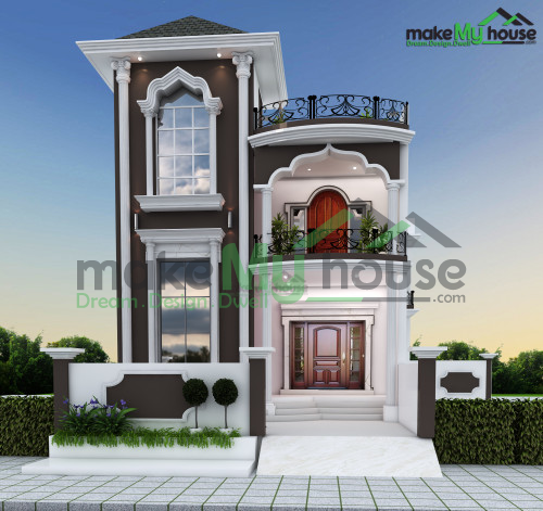 Duplex 3D Front Elevation