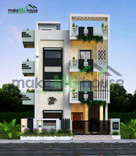 Triplex 3D Front Elevation