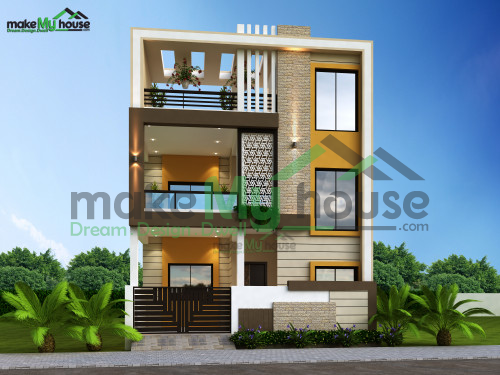 Duplex 3D Front Elevation