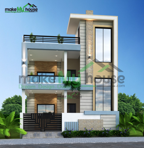 Duplex 3D Front Elevation