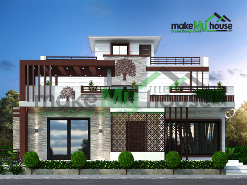 Duplex 3D Front Elevation