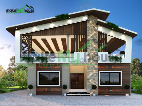 Duplex 3D Front Elevation