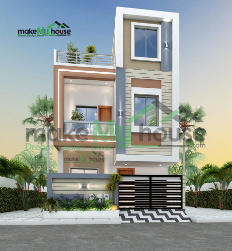 Duplex 3D Front Elevation