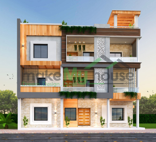 Triplex 3D Front Elevation