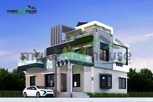 Triplex 3D Corner Elevation