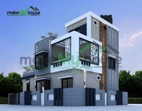 Triplex 3D Corner Elevation