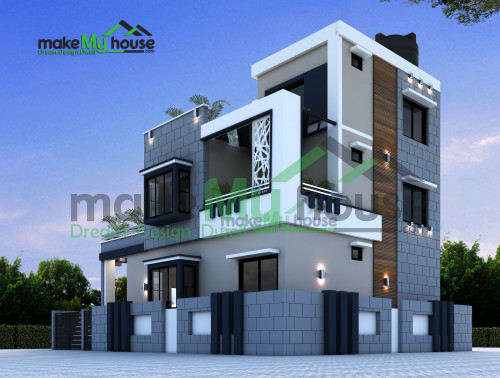 Triplex 3D Corner Elevation