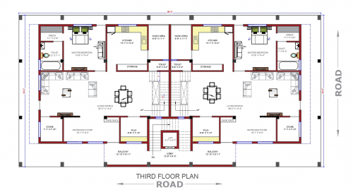 4 storey residential building floor plan