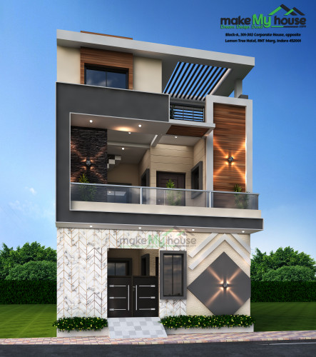 24 40 Front Elevation 3d Elevation House Elevation