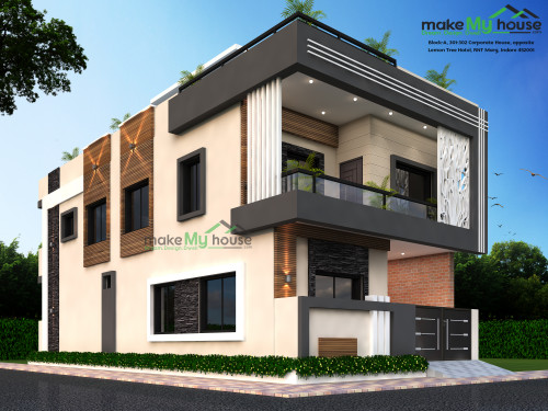2-Storey-House-Design-With-Rooftop | Architecture Design | Naksha Images |  3D Floor Plan Images | Make My House Completed Project
