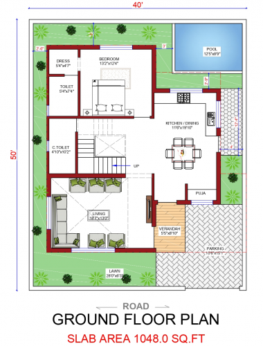 25 50 Front Elevation 3d Elevation House Elevation