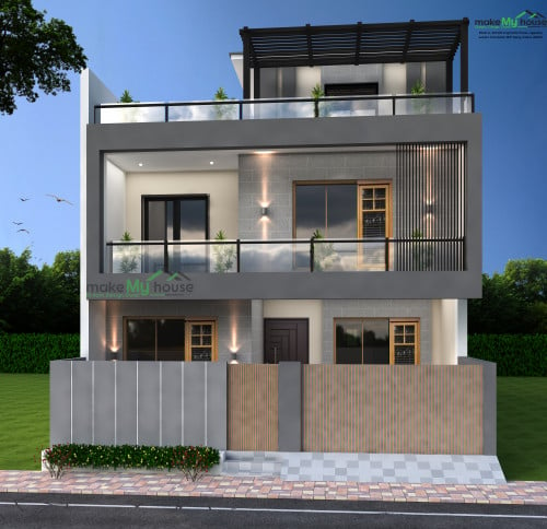 3-Storey-House-Plan | Architecture Design | Naksha Images | 3D Floor Plan  Images | Make My House Completed Project