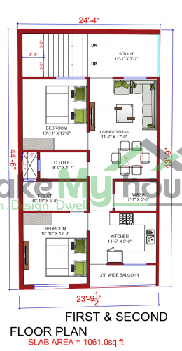 45 45 House Plan 2025 SqFt Floor Plan Triplex Home Design 10709 1661508664 159 