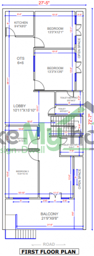 25*75 House plan, 1875 SqFt Floor Plan duplex Home Design- 11513