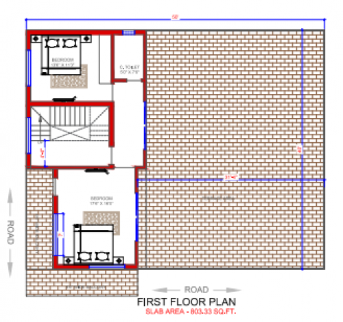 90*90 House plan, 8100 SqFt Floor Plan duplex Home Design- 12505