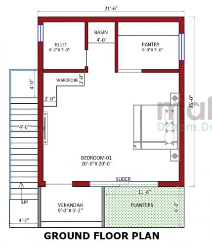 700-Sqft-Floor-Plan | Architecture Design | Naksha Images | 3D Floor Plan  Images | Make My House Completed Project