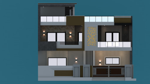 3d elevation for luxury flat 