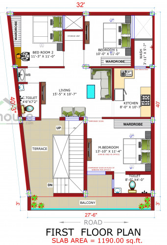 residential floor plan for two family house