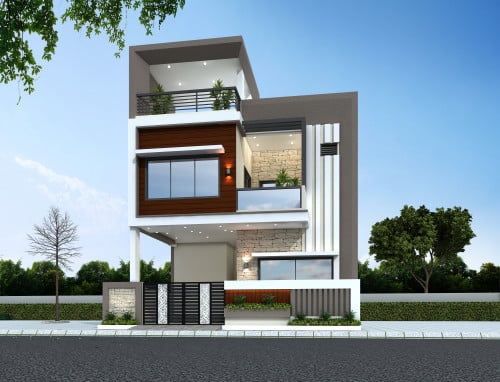 35*42 West face elevation.  Small house elevation design, House front  design, Duplex house design