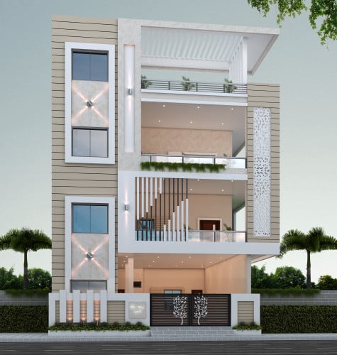2 Floor House Elevation Designs Architecture Design Naksha Images Plan Make My Completed Project