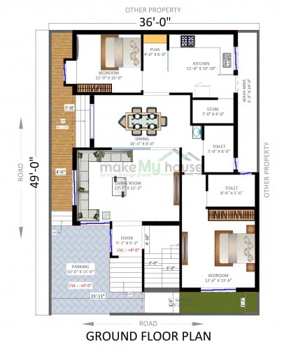 18x33-594sqft-home-design | Architecture Design | Naksha Images | 3D ...