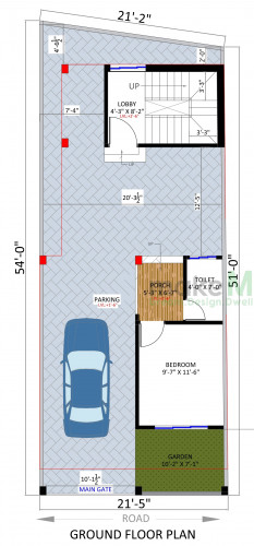 21*54 House plan, 1134 SqFt Floor Plan multistorey Home Design- 14707