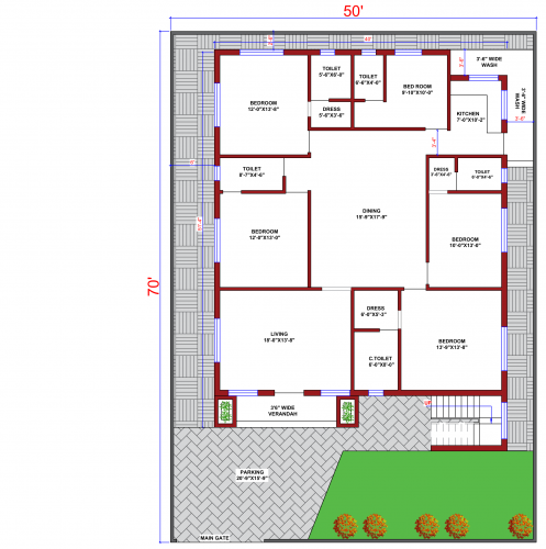 50x70 Floor Plan