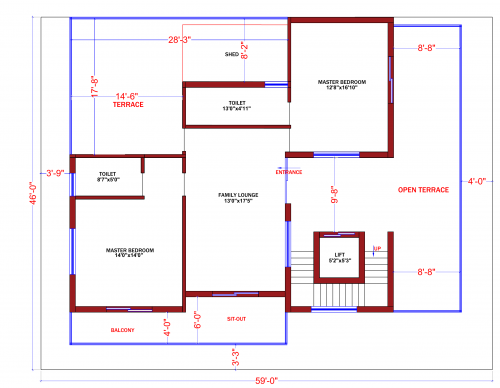 G+2 house design