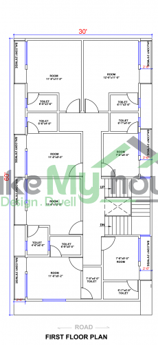 30*60 House plan, 1800 SqFt Floor Plan triplex Home Design- 3290