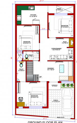 27x52 House Plan