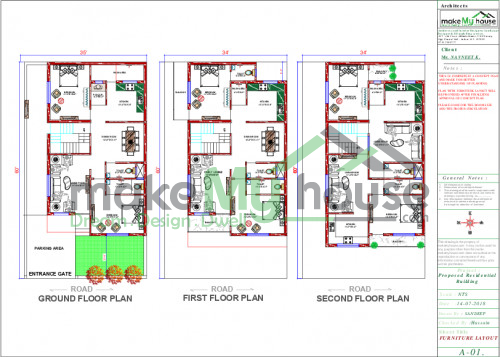 3 floor house design