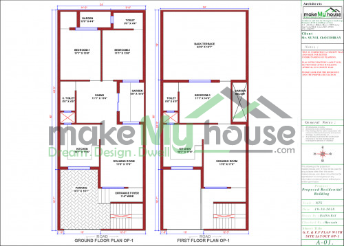 24*60 House plan, 1440 SqFt Floor Plan duplex Home Design- 24x60 ...