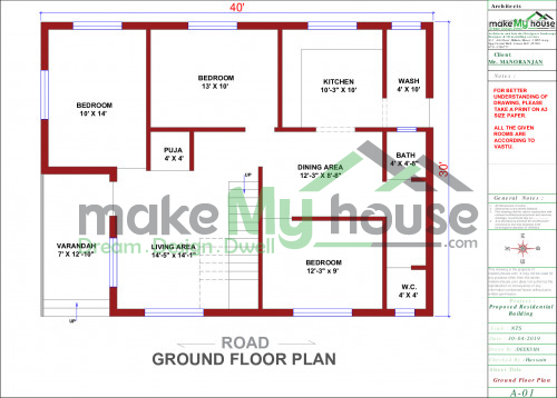 40x30 House Plan