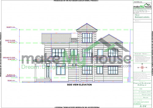 Duplex side view 2d elevation Design