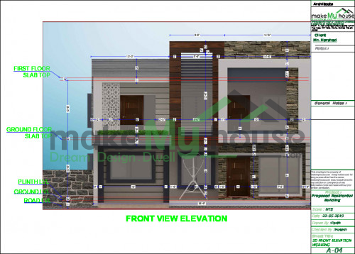 2 Story  front view Elevation Design 