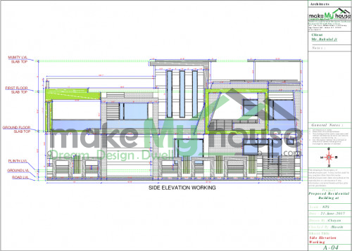 2 Story side view Elevation Design 