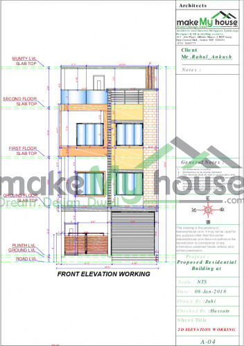 22*33 House plan, 726 SqFt Floor Plan triplex Home Design- 2212