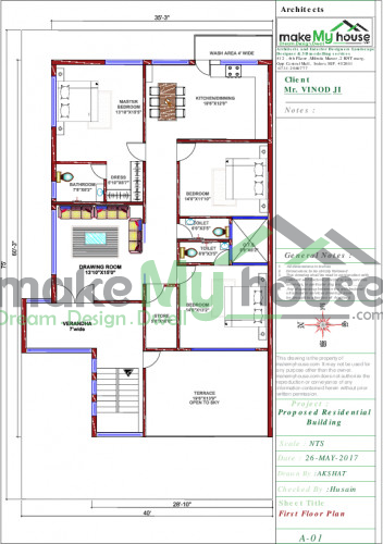 72*40 House plan, 2880 SqFt Floor Plan duplex Home Design- 2394