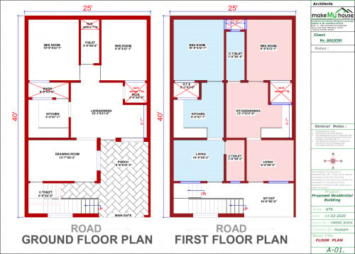 25x40 Home Plan 1000 Sqft Home Design 2 Story Floor Plan