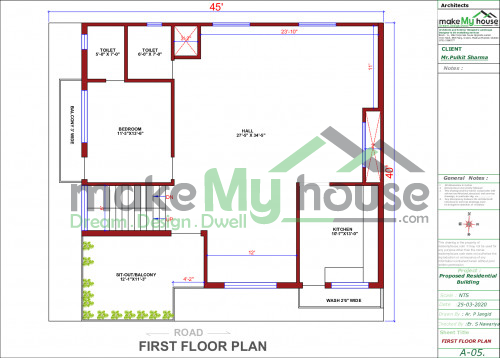 45x40 House Plan 3600 Sqft