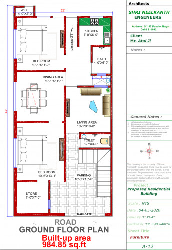 22x45 Floor Plan