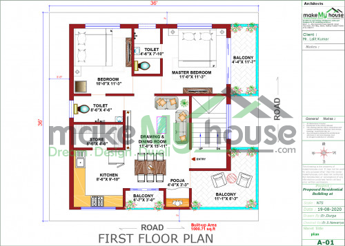 36x36 House Plan