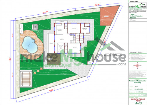 105ft x 100ft 3D House Design