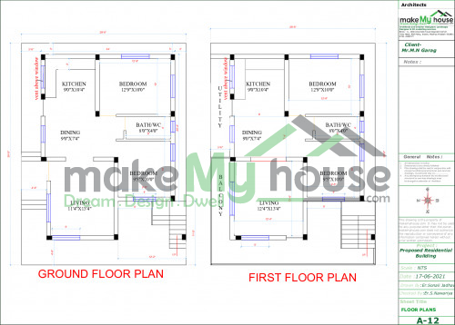 2bhk floor plan design