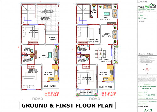 22x45 Floor Plan