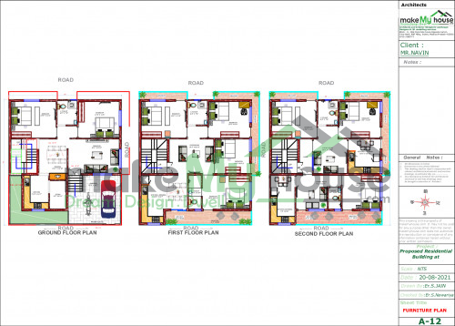 triplex 2d front elevation