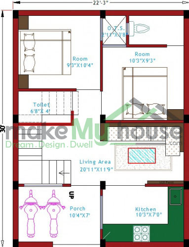 Buy 22x32 House Plan 22 By 32 Elevation Design Plot Area Naksha