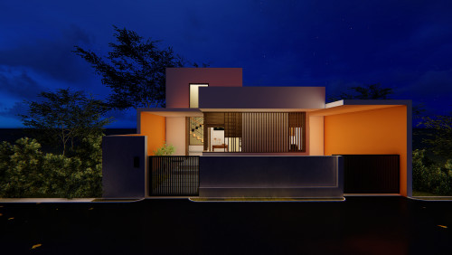 Orange house_exterior view_night