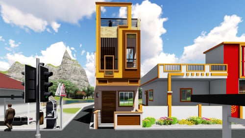 Duplex Small House Elevation