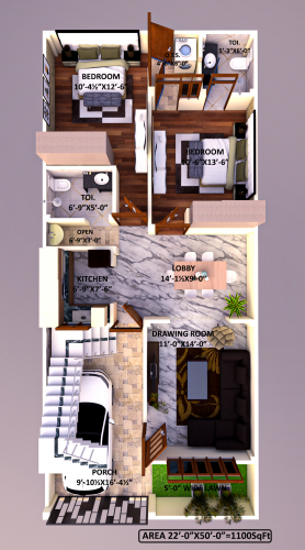Residential 3-D Floor Plan